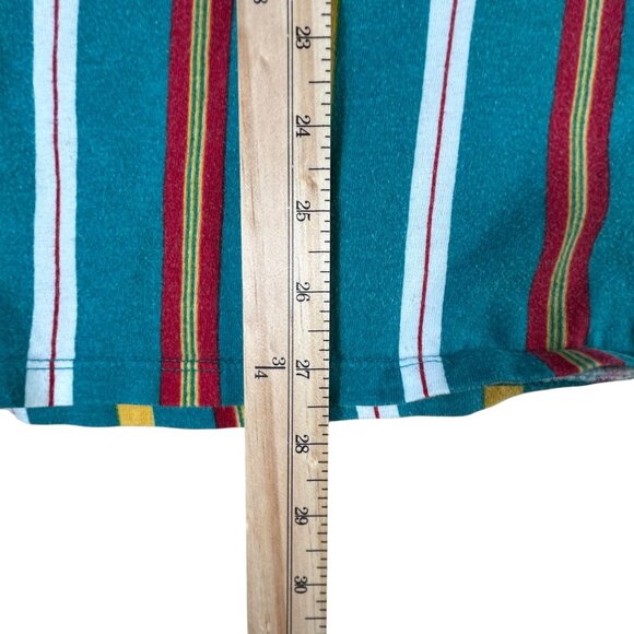 VTG Guess Originals Guess Los Angeles Shirt Men's Sz L Striped Green Navy Collar - Picture 4 of 8